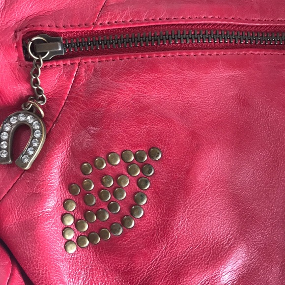 Sac à Main Femme Betsey Johnson Hobo - Rose Métallisé, Clous Dorés, Occasion Like New